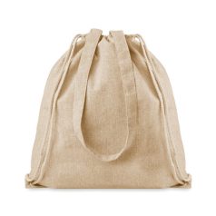 Sacosa cu snur bumbac reciclat, beige