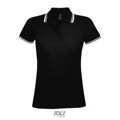   Tricou Polo Dama, 42FEB233717, Pasadena Women, Bumbac, Feminin, Negru, Alb, M