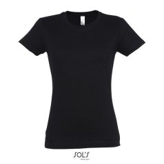   Tricou la baza gatului, Dama, maneca scurta, SOL'S, 2401E11929, Bumbac, Negru deep, 3XL