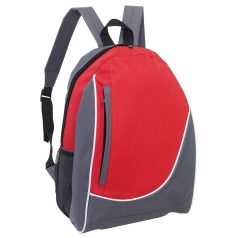   Rucsac sport casual cu buzunar lateral din plasa, 28.5x15x39.5 cm, Everestus, 20SEP1132, Poliester, Gri, Rosu