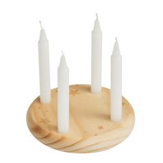   Ornament advent cu 4 lumanari de Craciun, 2410E25403, Everestus, ø12 cm, Lemn, Alb, Maro