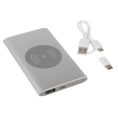   Powerbank Wireless 4000 mAh, Everestus, 20FEB0248, Aluminiu, Silicon, Plastic, Argintiu