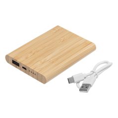   Powerbank 4000 mAh, USB-C, 2401E14296, Everestus, 11x8x1.5 cm, Bambus, Maro