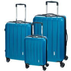   Set 3 trolere de voiaj, Everestus, 42FEB232082, 55x37x20 cm, ABS, Policarbonat, Turcoaz