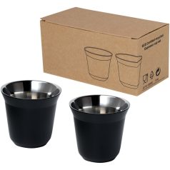   Set 2 cesti expresso, 80 ml, 2410E25557, Everestus, 6.2 x 6 x 6.2 x ø 6.2 cm, Otel, Negru