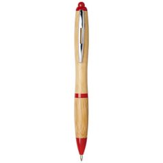   Nash bamboo ballpoint pen, Bamboo, ABS Plastic, Natural,Red  