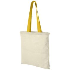   Nevada 100 g/m² cotton tote bag with coloured handles, 100 g/m² Cotton, Natural,Yellow  