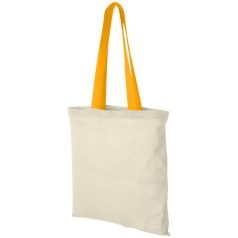   Nevada 100 g/m² cotton tote bag with coloured handles, 100 g/m² Cotton, Natural,Orange  