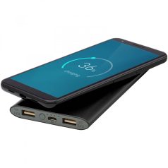   Powerbank, Everestus, 21OCT0316, 8000 mAh, 15.1 x 1.2 x 7.4 cm, ABS, Aluminiu, Negru