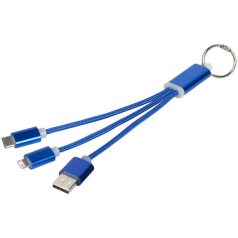   Metal 3-in-1 Charging Cable with Key-ring, Aluminium, Royal blue