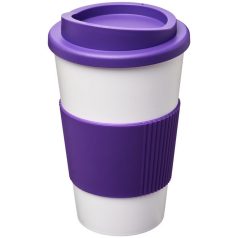   Americano® 350 ml insulated tumbler with grip, PP Plastic, Silicone, White,Purple  