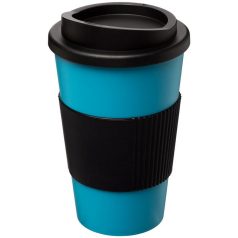   Americano® 350 ml insulated tumbler with grip, PP Plastic, Silicone, aqua blue, solid black