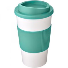   Americano® 350 ml insulated tumbler with grip, PP Plastic, Silicone, White,Aqua