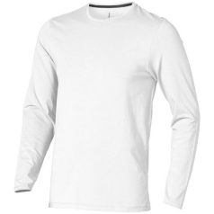   Ponoka long sleeve men's organic t-shirt, Male, Single Jersey knit of 95% organic ringspun Cotton and 5% Elastane, White, XS