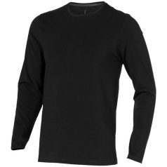   Ponoka long sleeve men's organic t-shirt, Male, Single Jersey knit of 95% organic ringspun Cotton and 5% Elastane, solid black, S