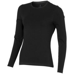   Ponoka long sleeve women's organic t-shirt, Female, Single Jersey knit of 95% organic ringspun Cotton and 5% Elastane, solid black, XXL