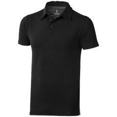   Markham short sleeve men's stretch polo, Male, Double Piqué knit of 95% Cotton and 5% Elastane, solid black, XS