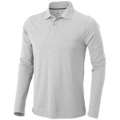   Oakville long sleeve men's polo, Male, Piqué knit of 100% Cotton, Grey melange, S