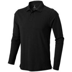   Oakville long sleeve men's polo, Male, Piqué knit of 100% Cotton, solid black, XS