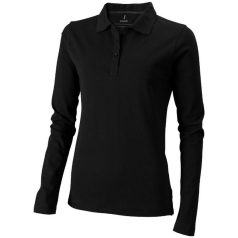   Oakville long sleeve women's polo, Female, Piqué knit of 100% Cotton, solid black, XL