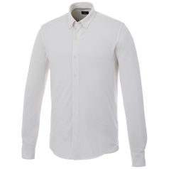   Bigelow long sleeve men's pique shirt, Male, Double Piqué knit of 95% Cotton and 5% Elastane, White, M