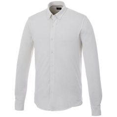   Bigelow long sleeve men's pique shirt, Male, Double Piqué knit of 95% Cotton and 5% Elastane, White, L