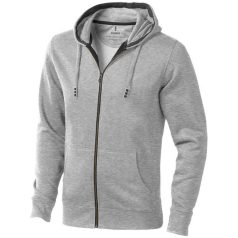   Arora hooded full zip sweater, Male, Knit of 80% Cotton and 20% Polyester, brushed on the inside, Grey melange, S