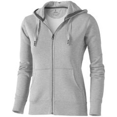   Arora hooded full zip ladies sweater, Female, Knit of 80% Cotton and 20% Polyester, brushed on the inside, Grey melange, XL