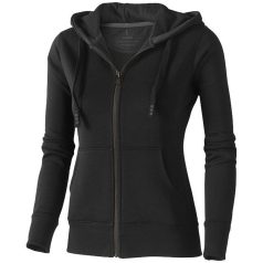   Arora hooded full zip ladies sweater, Female, Knit of 80% Cotton and 20% Polyester, brushed on the inside, solid black, L