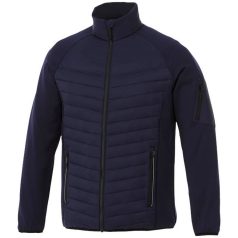   Banff hybrid insulated jacket, Male, 100% Nylon with dull Cire coating, 380T woven, water repellent and down proof Contrast fabric: 94% Polyester, 6% Elastane with water repellent finish, Navy, XXL