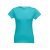 SOFIA. Women's t-shirt, Female, Jersey 100% cotton: 150 g/m². Colour 56: 90% cotton/10% viscose, Turquoise blue, S