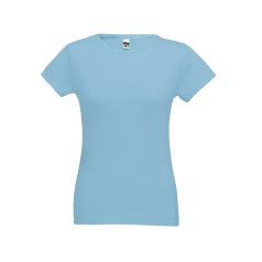   SOFIA. Women's t-shirt, Female, Jersey 100% cotton: 150 g/m². Colour 56: 90% cotton/10% viscose, Pastel blue, 3XL