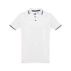   ROME. Men's slim fit polo shirt, Male, Piquet mesh 100% cotton: 195 g/m², White, L