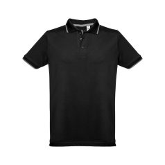   ROME. Men's slim fit polo shirt, Male, Piquet mesh 100% cotton: 195 g/m². Colour 56: 85% cotton/15% viscose, Black, L