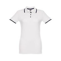   ROME WOMEN. Women's slim fit polo shirt, Female, Piquet mesh 100% cotton: 195 g/m², White, L