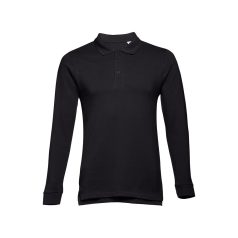   BERN. Men's long sleeve polo shirt, Male, Piquet mesh 100% cotton: 210 g/m². Colour 56: 85% cotton/15% viscose, Black, S