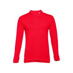   BERN. Men's long sleeve polo shirt, Male, Piquet mesh 100% cotton: 210 g/m². Colour 56: 85% cotton/15% viscose, Red, M