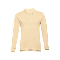   BERN. Men's long sleeve polo shirt, Male, Piquet mesh 100% cotton: 210 g/m². Colour 56: 85% cotton/15% viscose, Light brown, L