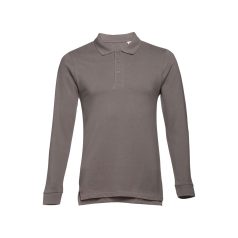   BERN. Men's long sleeve polo shirt, Male, Piquet mesh 100% cotton: 210 g/m². Colour 56: 85% cotton/15% viscose, Grey, L