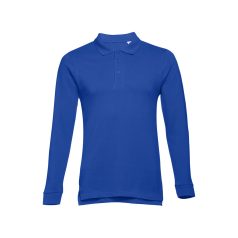   BERN. Men's long sleeve polo shirt, Male, Piquet mesh 100% cotton: 210 g/m². Colour 56: 85% cotton/15% viscose, Royal blue, S