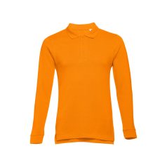   BERN. Men's long sleeve polo shirt, Male, Piquet mesh 100% cotton: 210 g/m². Colour 56: 85% cotton/15% viscose, Orange, S