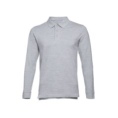   BERN. Men's long sleeve polo shirt, Male, Piquet mesh 100% cotton: 210 g/m². Colour 56: 85% cotton/15% viscose, Heather light grey, L