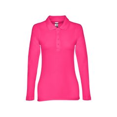   BERN WOMEN. Women's long sleeve polo shirt, Female, Piquet mesh 100% cotton: 210 g/m². Colour 56: 85% cotton/15% viscose, Pink, L