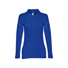   BERN WOMEN. Women's long sleeve polo shirt, Female, Piquet mesh 100% cotton: 210 g/m². Colour 56: 85% cotton/15% viscose, Royal blue, L