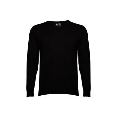   MILAN. Men's V-neck jumper, Male, 70% cotton and 30% polyamide: 220 g/m², Black, S