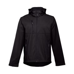   ZAGREB. Men's softshell with removable hood, Male, 96% polyester and 4% spandex (2 layers): 280 g/m², Black, S