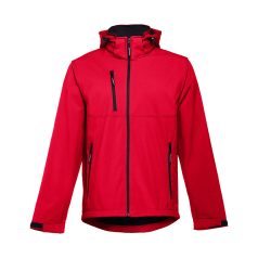   ZAGREB. Men's softshell with removable hood, Male, 96% polyester and 4% spandex (2 layers): 280 g/m², Red, M