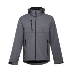   ZAGREB. Men's softshell with removable hood, Male, 96% polyester and 4% spandex (2 layers): 280 g/m², Grey, L