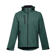   ZAGREB. Men's softshell with removable hood, Male, 96% polyester and 4% spandex (2 layers): 280 g/m², Dark green, XXL