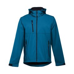   ZAGREB. Men's softshell with removable hood, Male, 96% polyester and 4% spandex (2 layers): 280 g/m², Petrol blue, S